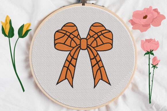 Bow Baseball Embroidery9: A Sporty Charm for Personalized Gifts