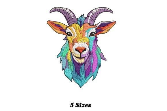 Colorful Goat Artwork: A Festive Touch for Seasonal Embroidery