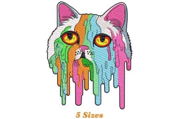 Colorful Melting Cat: A Sweet Embroidery Design for Personalized Gifts