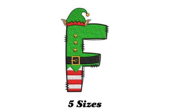 Elf Letter F Christmas: A Charming Embroidery Design for Small Business Branding
