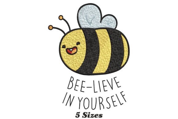 Funny Bee-lieve in Yourself: A Charming Embroidery Design for Handmade Gifts