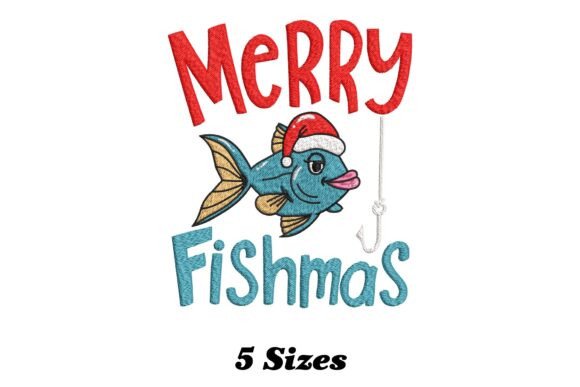 Merry Fishmas Fishing Christmas Embroidery Design
